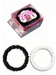 2 pièces Chouchous en soie de mûrier 100%, élastiques fins en soie de mûrier, ensemble de chouchous en soie de mûrier 22 momme pour femmes aux cheveux bouclés et fins, Srevela, porte-queue de cheval - Multicolore - Voir 35