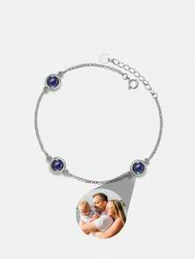 1-3张照片定制投影手链，个性化多照片手链，家庭照片手链饰品，女士投影照片手链，简约定制照片手链，定制家庭手链，送给亲人的定制手链礼物，DIY多照片手链，纪念家庭照片手链，定制母亲节手链（含孩子照片），不锈钢圆形照片投影手链，低过敏性防褪色照片手链，女士饰品 - 款式2 - 查看 8