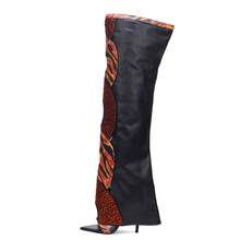 Totoga Embellished Flame Cutout Thigh-High Boots - 紅色 - 查看 2