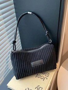 1 Stück Damen Cord Stoff Halbmond Umhängetasche, modisch retro vielseitig, geeignet für Einkaufen, Arbeit, Pendeln, Reisen