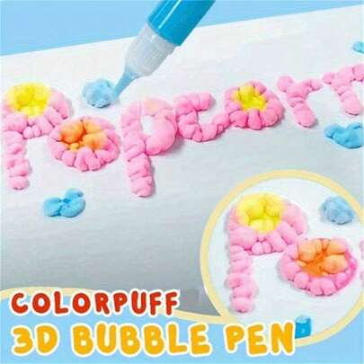 6-Piece Set: Bubble Pens, Popcorn Pens, Stress-Relieving Fun Watercolour Pens, Art Puff Paintbrushes, 3D Bubble Pens, DIY Greeting Cards With 3D Magic Doodles, Gel Pens, Cotton Pens, Watercolour Pens. Children's DIY Puff Effects. Office And Home Use. Back-To-School Season. Easter Gifts.