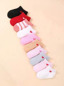 20 Pairs Baby Girls Heart Socks | 10 Pairs Baby Unisex Socks For Toddlers | Solid Color & Heart Pattern & Striped Design | Baby Socks | Newborn Socks | Toddler Socks | Soft & Comfortable | Suitable For Boys & Girls | Holiday Gift Halloween Thanksgiving Christmas - Multicolor - View 3