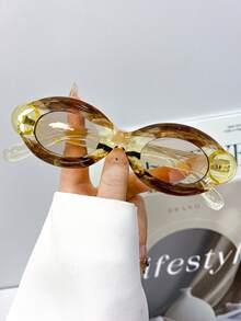 New Thick Frame Oval Y2K Personalized Glasses, Retro Party Outfit Street Style Decorative Glasses For Daily, Beach, Hip-Hop, Funny & High Quality Stylish Glasses - Nhiều màu - Xem 2