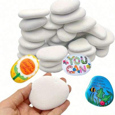 10pcs Flat Painting Stones, Painted Pebbles, Drawing Stones, Crafts Flat Pebbles, Decorative Stones Natural Stones, White Smooth Large Pebbles, Yard And Garden Decor - Outdoor And Garden Supplies 1.18-3.15 Inches