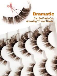 Rikuaild 6 cặp mi giả lông chồn màu nâu tự nhiên kiểu mắt mèo, dải mi trong suốt, mềm mại và dày dặn, tạo nên đôi mắt quyến rũ. - Lông mi  mắt mèo - Xem 5