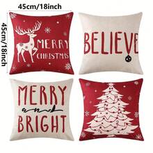 4 أغطية وسادة عيد الميلاد - مجموعة مقاس 15.75 * 15.75 بوصة (لا تشمل حشوات الوسادة) بنمط بابا نويل والثلجي والشجرة وأيل الرنة، ناعمة ومريحة لديكور غرفة النوم وغرفة المعيشة، قابلة للغسل في الغسالة بسحاب، مناسبة للأريكة والفناء والغرف المختلفة، ديكور عيد الميلاد والسنة الجديدة، حفلات عيد الميلاد، ديكور المنزل في فصل الشتاء