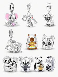 1 pieza Encantadora y de moda Charm Bead de la serie de cachorros para mascotas, apta para pulseras y brazaletes de mujer, manualidades de joyería DIY y combinación con atuendos diarios, decoración de joyería para niñas