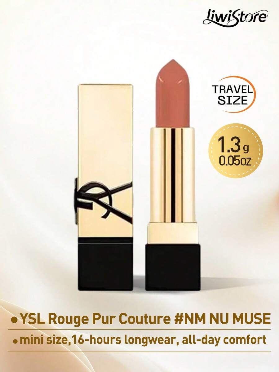Yves Saint Laurent Rouge Pur Couture 唇膏 #NM NU MUSE - 迷你尺寸 0.04 OZ./1.3g,奢華奶油緞面光澤,鮮豔持久顯色 - Nu Muse - 查看 1