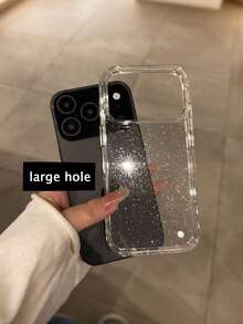 1 pezzo Custodia per telefono in TPU morbido, compatibile con 17 Air 16 15 14 13 12 11 Pro Max Plus, con glitter di lusso e paillettes chiare