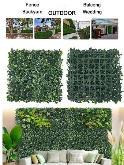 1pc Plastic Artificial Boxwood Plant Wall, UV-Resistant Privacy Screen, Artificial Hedge Grass Mat Green Wall Panel (25x25cm/10x10in), Suitable For Christmas Decor, Backdrops, Home, Garden, Yard, Party Wall Decoration