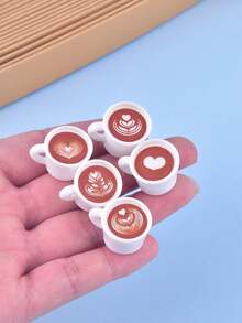 10pcs/Pack Mixed Color Heart-Shaped Coffee Cup Resin Pendants, Suitable For Women's DIY Jewelry Making - Coffee Cup - View 7
