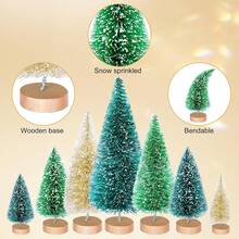 56 piezas Conjunto de árboles de Navidad miniatura artificiales Árboles de Navidad de sisal con escarcha para manualidades DIY, decoración de mesa para el hogar - Multicolor - Ver 4