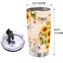 1pc 20oz/40oz Sunflower And Dragonfly Pattern Tumbler With Lid And Straw, Insulated Travel Mug For Fall, Gift For Women Men, Ideal For Halloween, Memorial, Christmas, Birthday Gift, Iced/Hot Coffee Cup - 20ZT - 查看 9