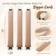 Heatless Hair Curler, Heatless Curls Overnight Hair Curlers To Sleep In No Heat Hair Curler ‌Heat-Free Curling Styling 5-Piece Set‌ (Khaki),21678713 - 卡其色 - 查看 2