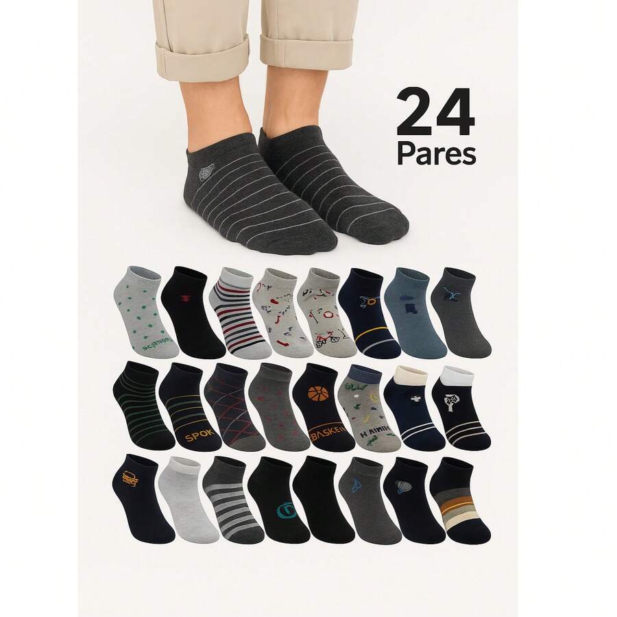 SL.MAX Calcetines para hombre paquete de 24 pares con diferentes modelos, tines deportivos o informales DISEÑOS RANDOM
