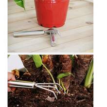 Mini Stainless Steel Soil Loosening Rake, Small Cultivator Tool For Garden, Balcony Potted Plants And Flower Planting