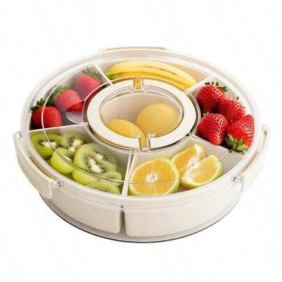 Divided Serving Tray With Lid And Handle Fruit Containers For Fridge Snack Box Container Divided Storage Box For Platters For Serving Food Outdoor Party Snack Cracker And Spice Organizer