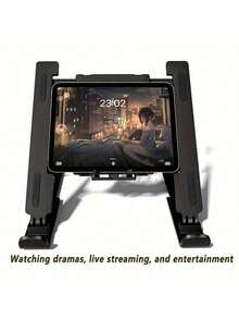 Adjustable Height Tablet & Laptop Stand With Cooling Blue LED Light, Ergonomic Neck - Friendly Design, Portable For Live Streaming, Study & Office, High - Quality Materials, Universal Device Holder