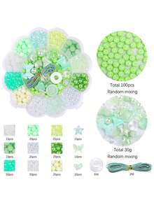 Acrylic Round Beads Box Kit, Pearl Beads Kit For Jewelry Making, DIY Bracelets Necklaces Rings, Friendship Gifts Mobile Phone Pendant Decorate Accessories