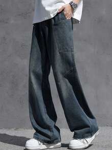 American High Street Men's Jeans Spring And Autumn 2025 New Fashion Straight Leg Workwear Curved Knife Pants