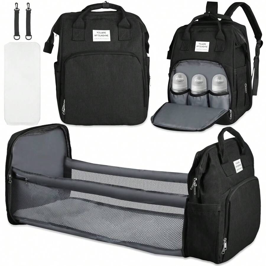 Diaper Bag Backpack, Multifunctional Baby Changing Bag With Baby Carrier And Insulated Bottle Pocket, Large Capacity Diaper Backpack For Boys And Girls, Waterproof And Stylish - Tặng kèm ô che nắng + thuốc chống côn trùng - Xem 1