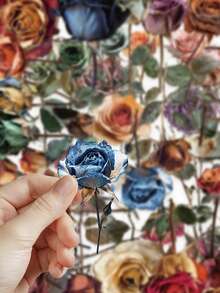 50 buc/pachet autocolante decorative PET cu trandafiri uscați, plante vintage, flori, consumabile pentru scrapbooking