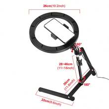 AXNEN 10英寸自拍环形灯，亮度可调LED环形灯，手机支架，可调节桌面/三脚架支架，适用于视频、摄影、自拍、Vlog、化妆、直播 - 彩色 - 查看 8