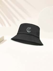 1 Pieza Sombrero de cubo de estilo gótico universal de unicolor con patrón de 26 letras, adecuado para exteriores, viajes, vacaciones en la playa, protección solar, pesca, senderismo, adecuado para combinar con moda festiva y casual, mejor regalo de vacaciones