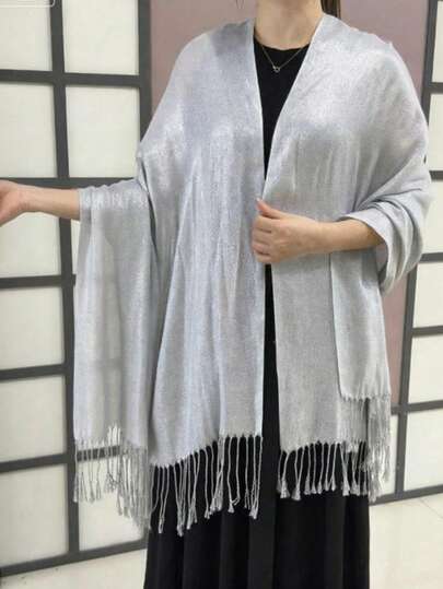 1 pièce Châle/écharpe métallique argentée de style européen et américain pour mariage/fête/banquet
