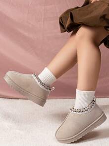 1 Paar Kleinkind Mode Flache Stiefel, Unifarben, Süß, Slip-On, Komfortabel Weiche Sohle, Warm, Geeignet für Baby Jungen und Mädchen (Fällt klein aus, eine Nummer größer empfohlen)