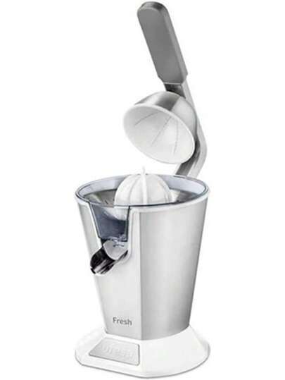 Exprimidor Eléctrico acero inoxidable ufesa , de Brazo, 200 W, Vertido Continuo, Sistema Anti goteo, Doble Cono, Filtro de Acero Inox, Brazo para la Extracción del Zumo, Desmontable