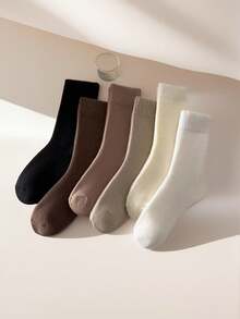 "VWU Women's Cotton Ankle Socks - Pack Of 6 | Casual Solid Color Crew Socks For Everyday Comfort"