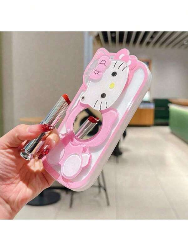 Sanrio Cartoon Hello Kitty Creative Stand Mirror Phone Case, Fashionable Style, Anti-Stain Apple Phone Case, Sensitive Keys, Personalized Decoration Phone Case, Couple Phone Case, Gift Phone Case, Suitable For IPhone 11-17/17 Pro / 17promax Series Phone Models, Cute Phone Case Iphone13 Phone Cases, Iphone15 Phone Cases, Iphone16 Promax Phone Cases, Iphone14 Phone Cases, Iphone16 Plus Phone Cases, Iphone11 Phone Cases, Iphone12 Phone Cases