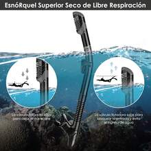 VIESS Gafas de Snorkel, Juego de esnórquel, Snorkel Anti Fugas, Juego deáscara Vista panorámica 180°, Vidrio Templado Anti empañamiento con Tapones para oído, Ideales para Snorkeling, - VERDE - Ver 9