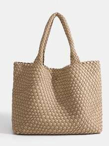 手工编织单肩腋下包女2025新款时尚百搭大容量托特包母子包