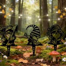 3 PiecesFairy Tale Dwarf Iron Ground Stakes - Outdoor Courtyard & Garden Decor, 4-Season Holiday Christmas Atmosphere Ornaments