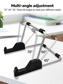 Adjustable Foldable Tablet And Mini Laptop Stand - Portable Ergonomic Stand, Portable Keyboard Height Riser, With Adhesive Pad, Aluminum Frame, Multi-Angle Viewing, Black Base And Metal Wire Frame, For IPad And Other Devices, Suitable For Office Work And Study (Self-Assembly Required) - Multicolor - View 7