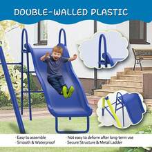 8 In1 Swing Sets For Backyard With Kids Slide Outdoor Heavy-Duty Metal Playset For Kids 550lbs Swing Set With Slide, Saucer Seat, 2 Belt Seat, Soccer Goals, Glider,Baby Swing Set And Baketball Hoop - Màu xanh lam - Xem 9
