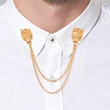 Xiacheng 流苏链胸针领针婚礼胸针领针翅膀狼头皇冠翻领西装衬衫燕尾服配饰适用于婚礼周年纪念万圣节生日派对办公室 - 彩色 - 查看 10