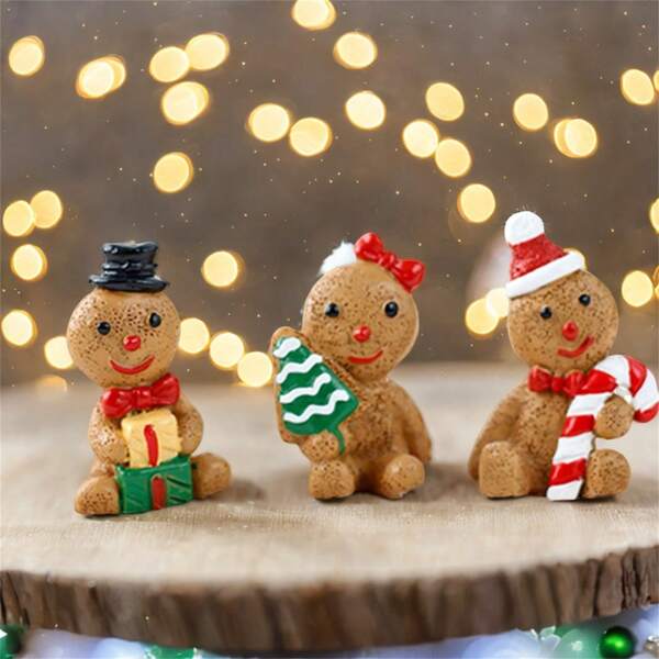 3 Stück Lebkuchenmann Weihnachtsdekorationen, Weihnachtsparty Heimdekoration, Feiertags Regal Tisch Mittelstück, Raumdekoration Winter