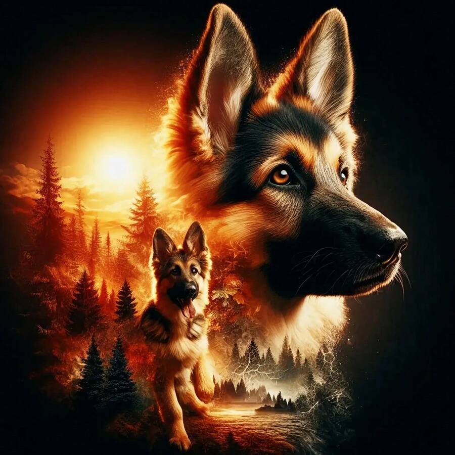 5D Square/Round Diamond Painting Kit, Dog, Full Artificial Diamond Rhinestone Mosaic Painting, Diamond Art Kit, Home Decor Office Family Wall Art Decoration, Christmas Gift