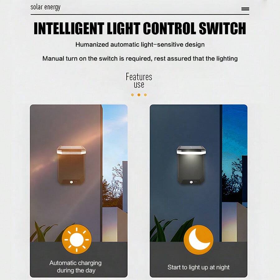 1pc Solar Wall Light, Outdoor Waterproof, Foldable, No Electricity Needed, Motion Sensor Light, Suitable For Yard, Corridor, Balcony Lighting
