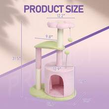 33in Multi-Level Cat Tree – Scratching Post With Curved Perch, Cozy Condo, Padded Top Bed, Perfect For Kittens And Indoor Cats, Ideal For Living Room Bedroom Home Use - 淺粉色 - 查看 3
