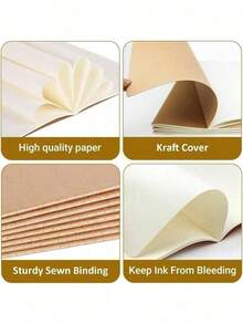 10pcs Matte Surface Soft Leather Notebook Bulk Packaging Office School Essential For Sketching Blank Lined Options Durable Stitched Binding Perfect For Meetings Notes To Do Lists Retro Style - Màu Khaki - Xem 5