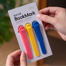 A Set Of 3 Silicone Bookmarks, Automatic Page Turning, Simple Style Pictographic Pen Holder, Memory Bookmark Record, Book Cover And Accessories Reading Tools, Multi-Function Reading Notebook Clip
