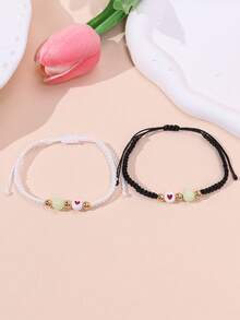 Set de 2 brățări cu mărgele care strălucesc în întuneric, pentru femei, cupluri, prietenie, zi de zi, festival, accesorii pentru ținute de petrecere