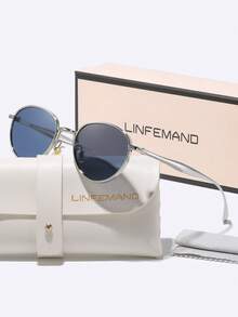 Kính thời trang trang trí gọng kim loại tròn cổ điển LINFEMAND, Unisex, Thích hợp cho du lịch mùa hè, thường ngày, lái xe, tiệc tùng, quà tặng lễ hội - Nhiều màu - Xem 9