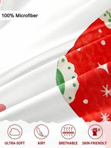 Set de 3 bucăți de husă de pilotă cu imprimeu de reni de Crăciun, brad de Crăciun (1 husă de pilotă și 2 fețe de pernă), set de lenjerie de pat cu husă de pilotă moale și prietenoasă cu pielea pentru casă, set de cearșafuri pentru toate anotimpurile, cadou de Crăciun