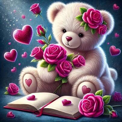 1pc Diamond Painting Kit With Bear Design, Beginner Adult 5D Diamond Art Set, DIY Full Drill Diamond Painting Art Kit For Home Wall Decor, Handmade Small Gift, Holiday Gift