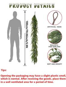 1pc Lifelike Norfolk Pine Christmas Wreath - Artificial Green Garland For Indoor/Outdoor Decor, Perfect For Front Door, Walls, Windows, And Porches, Festive Holiday Home Accent, Door Garland | Lush Pine Design | Realistic Texture, Wreaths For Front Door ﻿